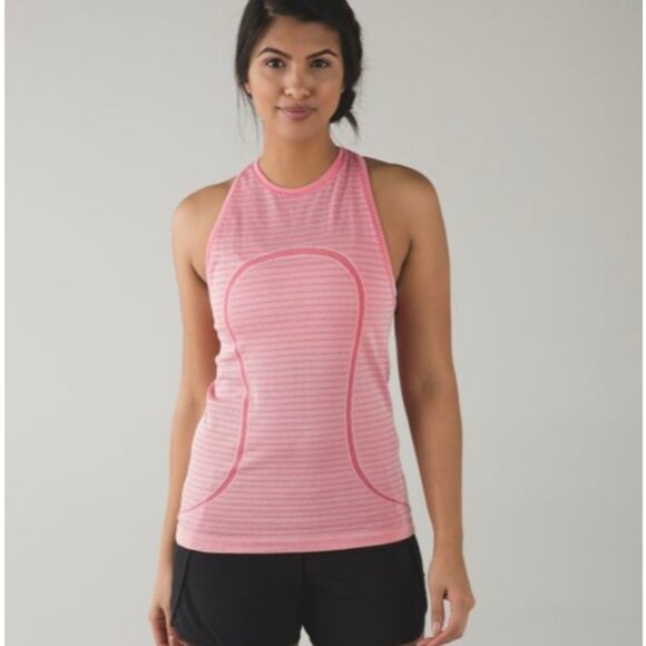 Lululemon swiftly tank stitch stripe white Heathered Boom juice - Picture 1 of 9